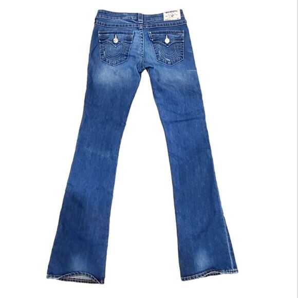 True Religion Low-Rise Boot Cut Medium Wash Distressed Jeans | 28 - Picture 4 of 15
